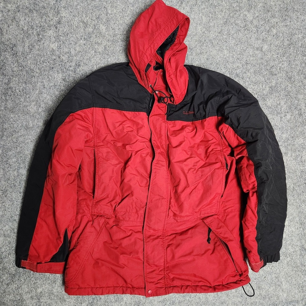 LL Bean Insulated Parka Jacket Men M Reg Full Zip Thinsulate Winter Coat Red